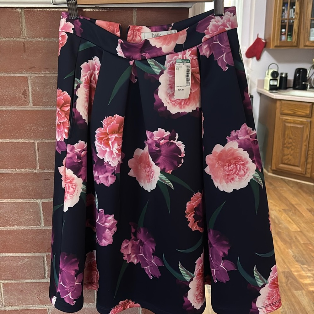 flower design long mini a line panel skirt